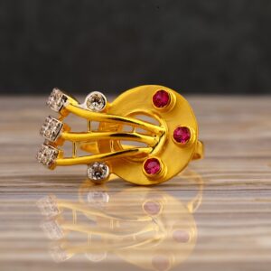 22CT Gold CZ Women's Classic Hallmark Long Ring LLR337