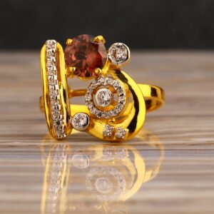 22CT Gold CZ Women's Hallmark Long Ring LLR336