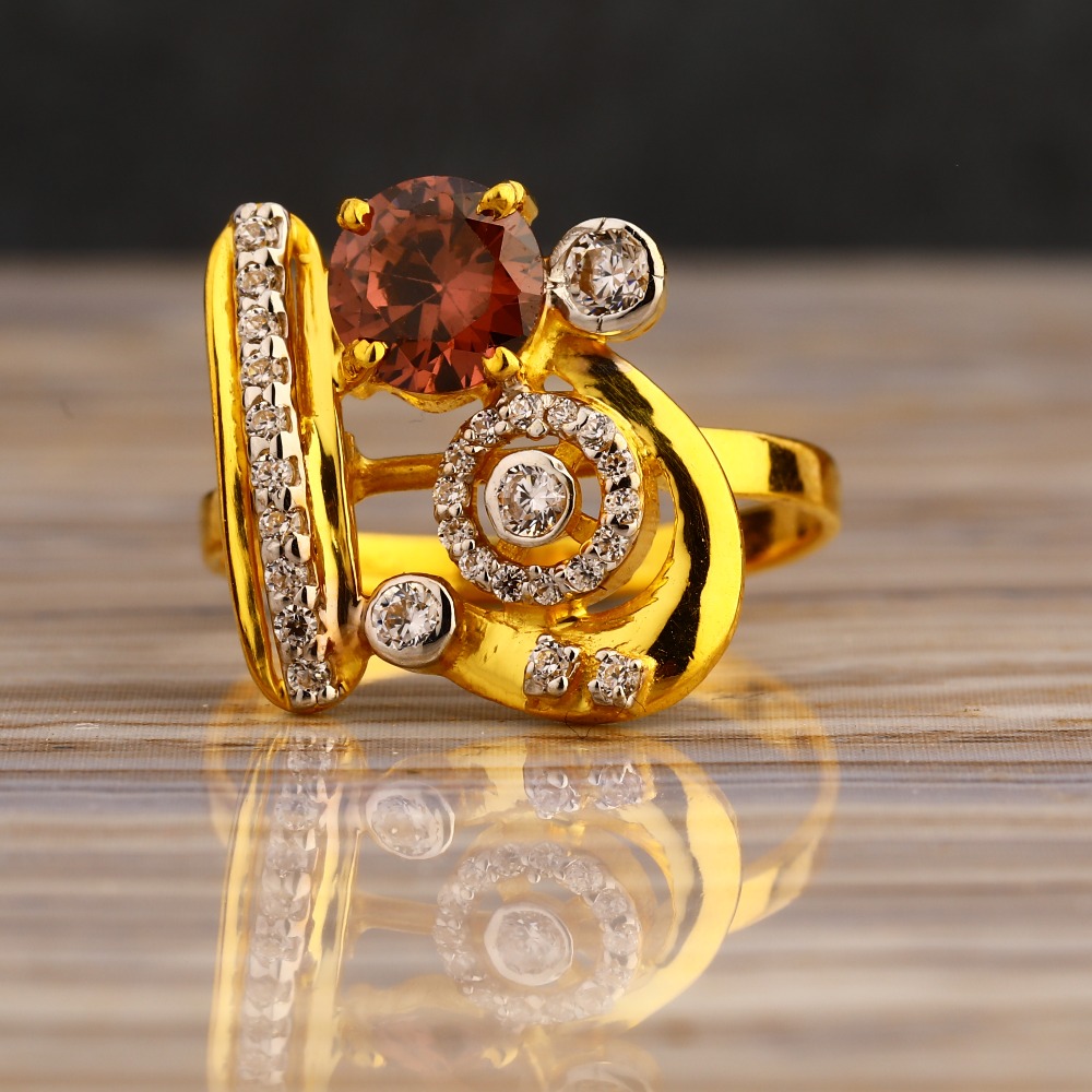 22CT Gold CZ Women's Hallmark Long Ring LLR336
