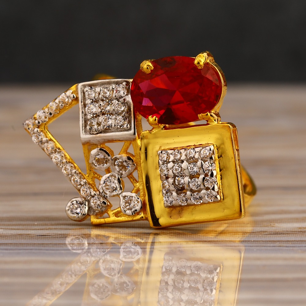 22CT Gold CZ Fancy Ladies Long Ring LLR333