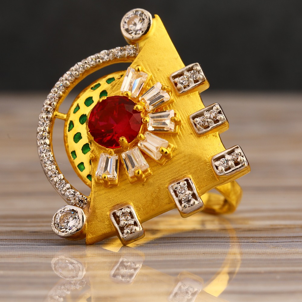 22CT Gold CZ  Exclusive Ladies Long Ring LLR332