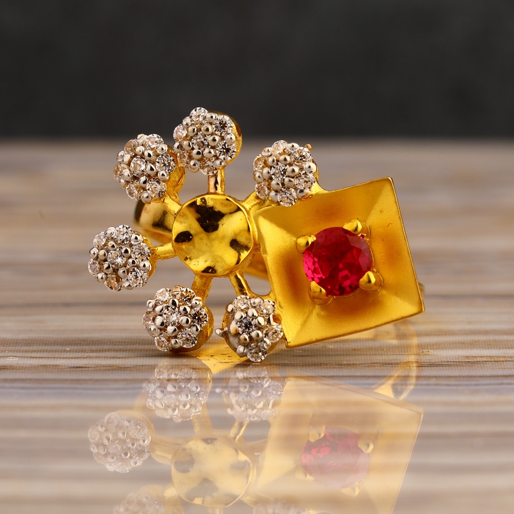 22KT Gold Cz Women's Stylish Hallmark Long Ring LLR327