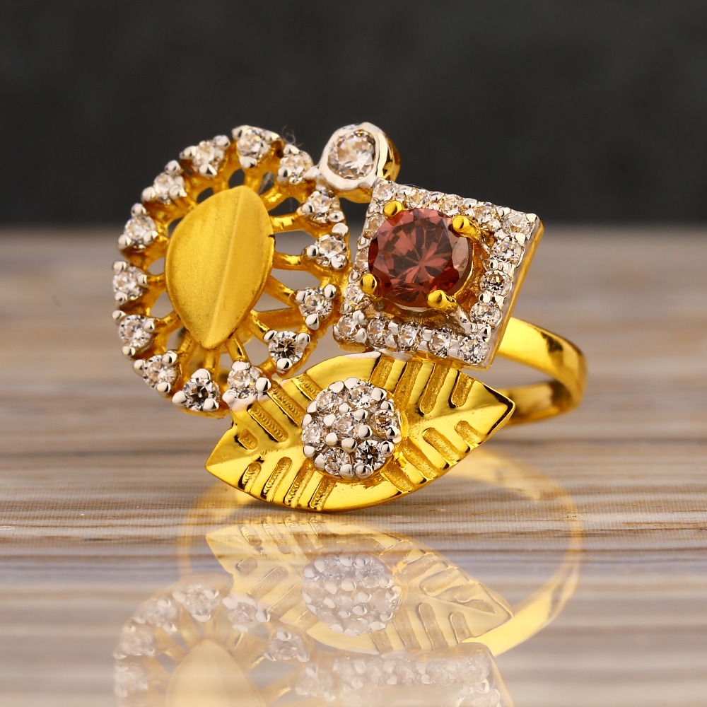 22KT Gold Cz Women's Fancy Hallmark Long Ring LLR325