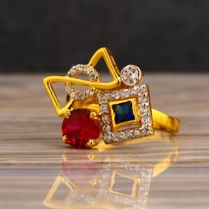 22KT Gold Cz Women's  Designer Hallmark Long Ring LLR322