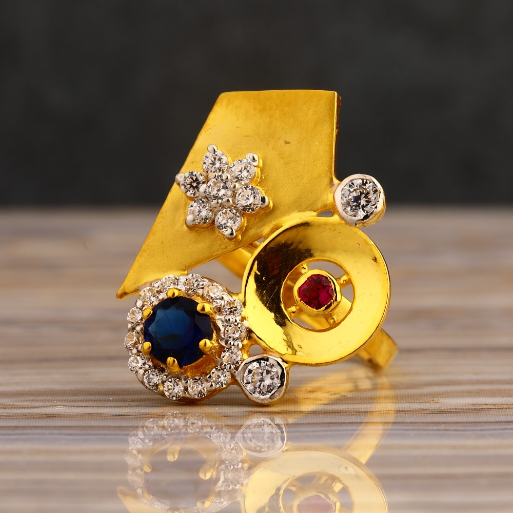 22KT Gold Cz Women's Classic Hallmark Long Ring LLR321