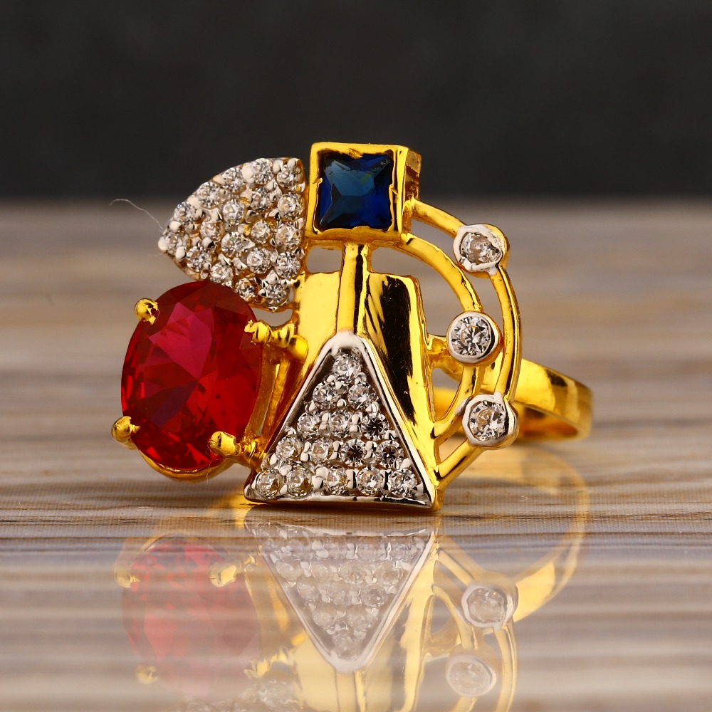 916 Gold Cz  Women's stylish Hallmark  Long Ring LLR311