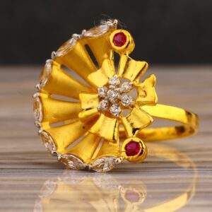 916 Gold Cz  Women's Fancy Hallmark  Long Ring LLR309