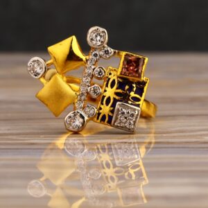 916 Gold Cz  Women's Fancy Hallmark  Long Ring LLR309