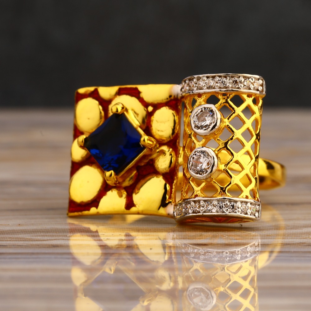 916 Gold Cz  Women's Delicate Hallmark  Long Ring LLR308