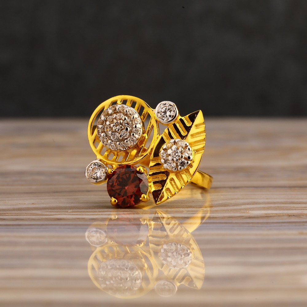 916 Gold Cz  Women's Designer Hallmark  Long Ring LLR307