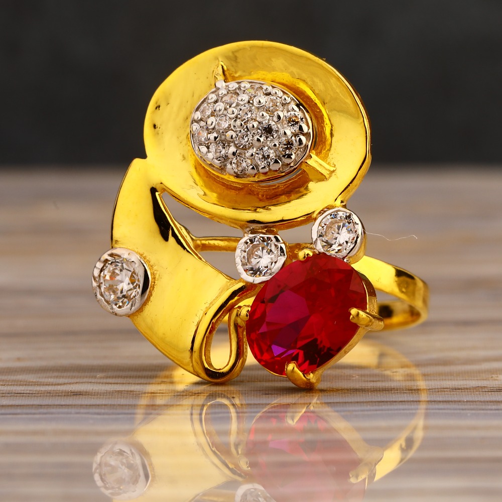 916 Gold Cz  Women's Hallmark  Long Ring LLR305