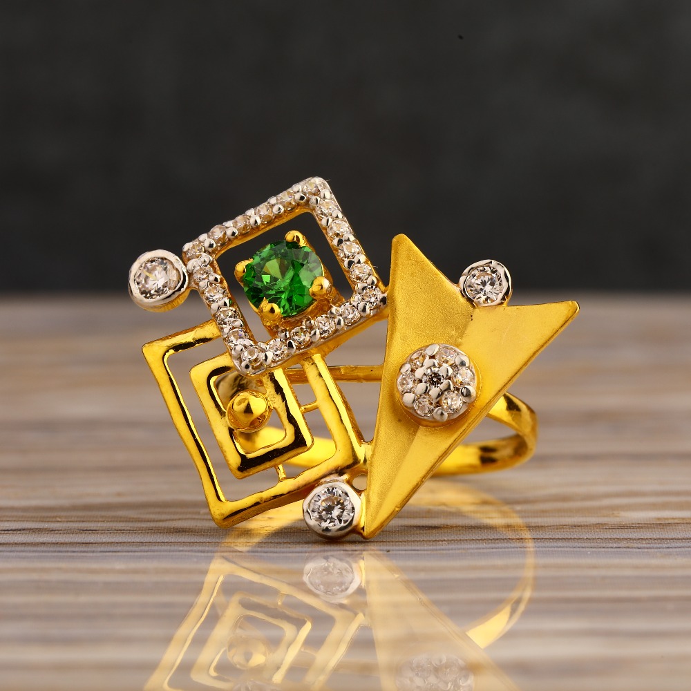916 Gold Cz Ladies exclusive Long Ring LLR301