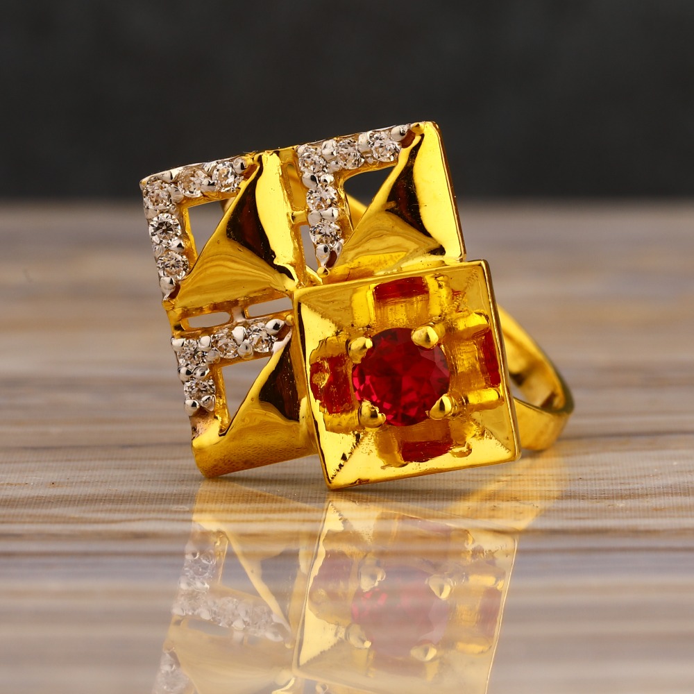 916 Gold Cz Ladies Delicate Long Ring LLR300