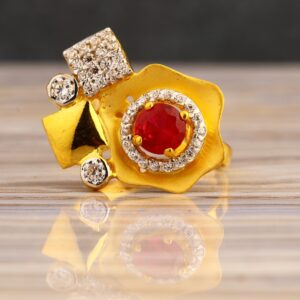 916 Gold Cz Ladies Designer Long Ring LLR299