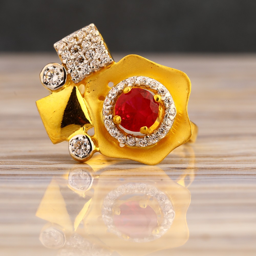 916 Gold Cz Ladies Designer Long Ring LLR299