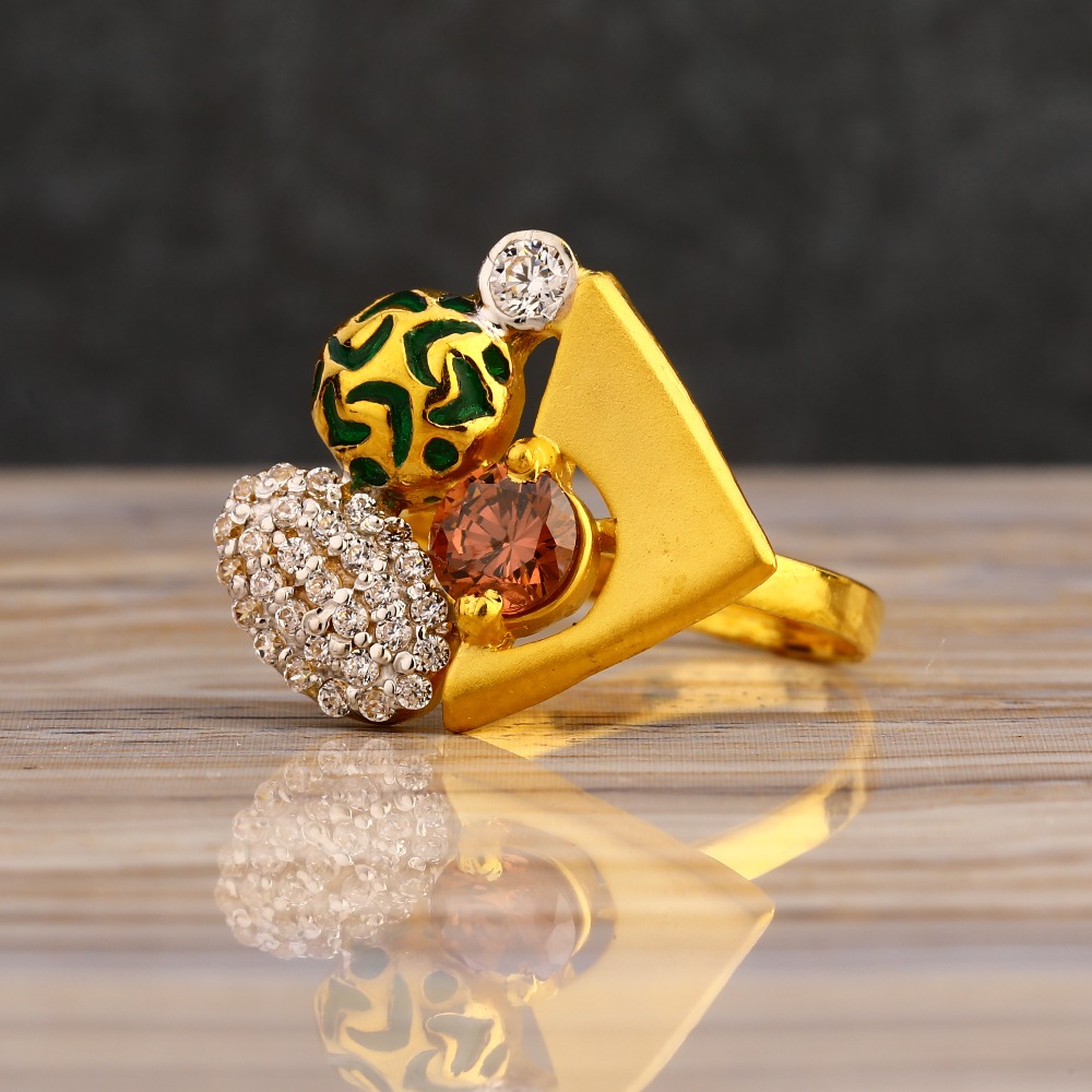 916 Gold Cz Ladies Long Ring LLR297