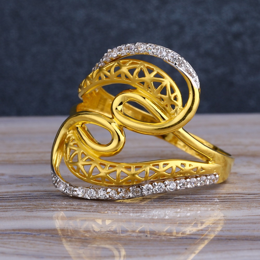 916 Gold CZ Ladies  Designer Long  Ring LLR296