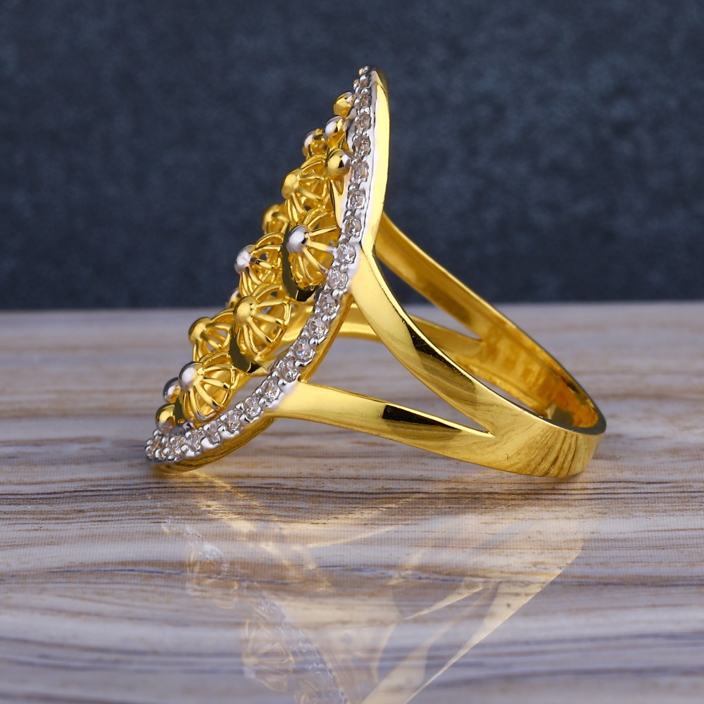 22KT CZ Gold Diamond Fancy Ladies Long Ring LLR291 - Image 2