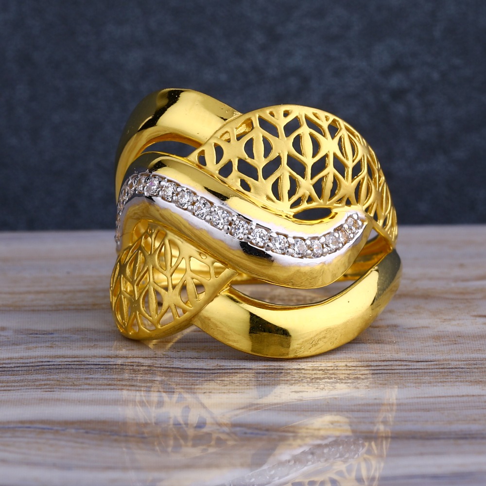 22KT CZ  Gold Diamond Delicate Ladies  Long  Ring LLR289