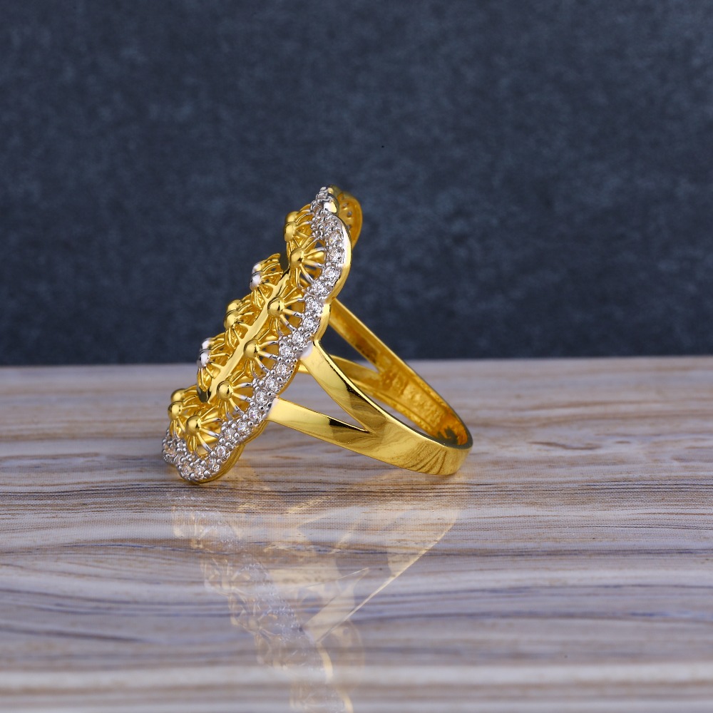 22KT CZ Gold Diamond Designer Ladies Long Ring LLR288 - Image 2