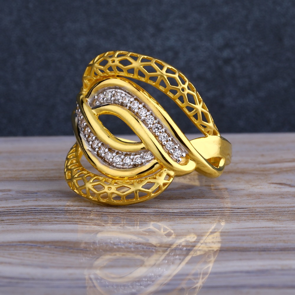 22KT CZ  Gold Diamond Classic Ladies  Long  Ring LLR287