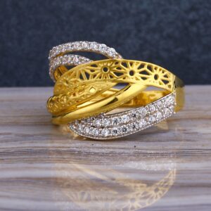 916 CZ  Gold  Stylish Hallmark Women's Long  Ring LLR269