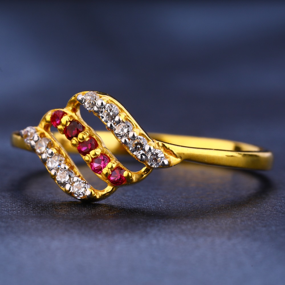 22CT CZ Gold Stylish Ladies Ring LR285