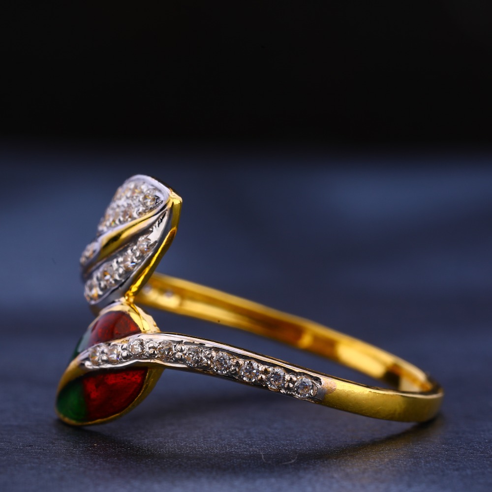 22KT CZ Gold Hallmark Delicate Women's Ring LR273 - Image 2