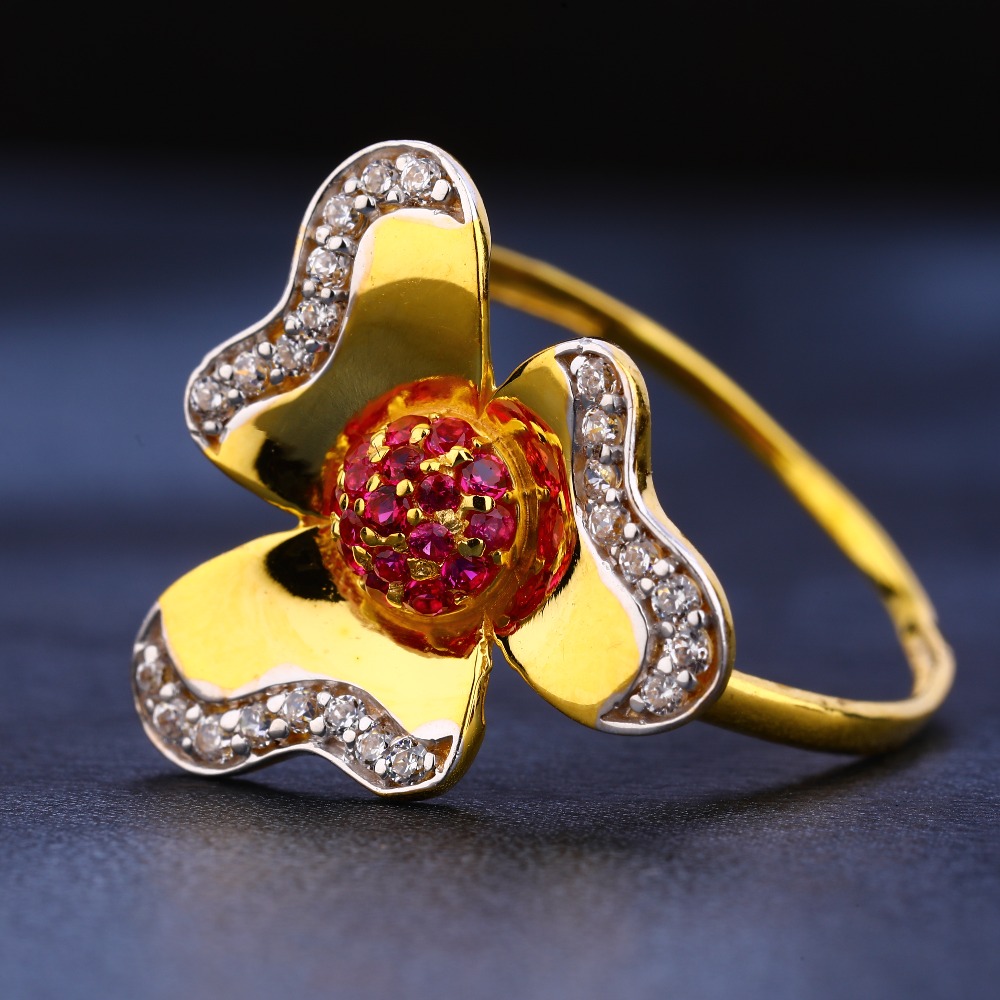 22KT CZ Gold Delicate Ladies Ring LR265
