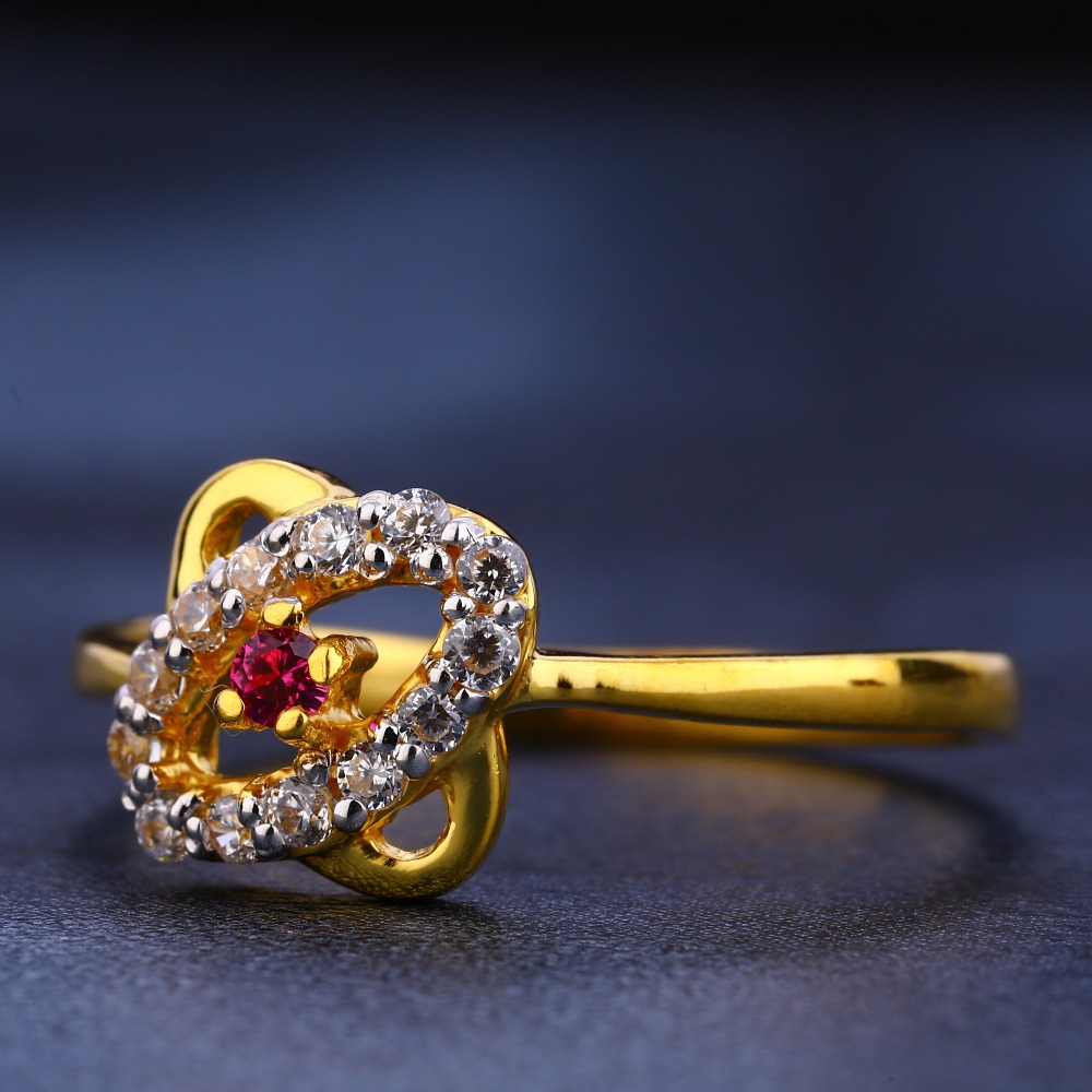 22KT CZ Gold Classic Ladies Ring LR263
