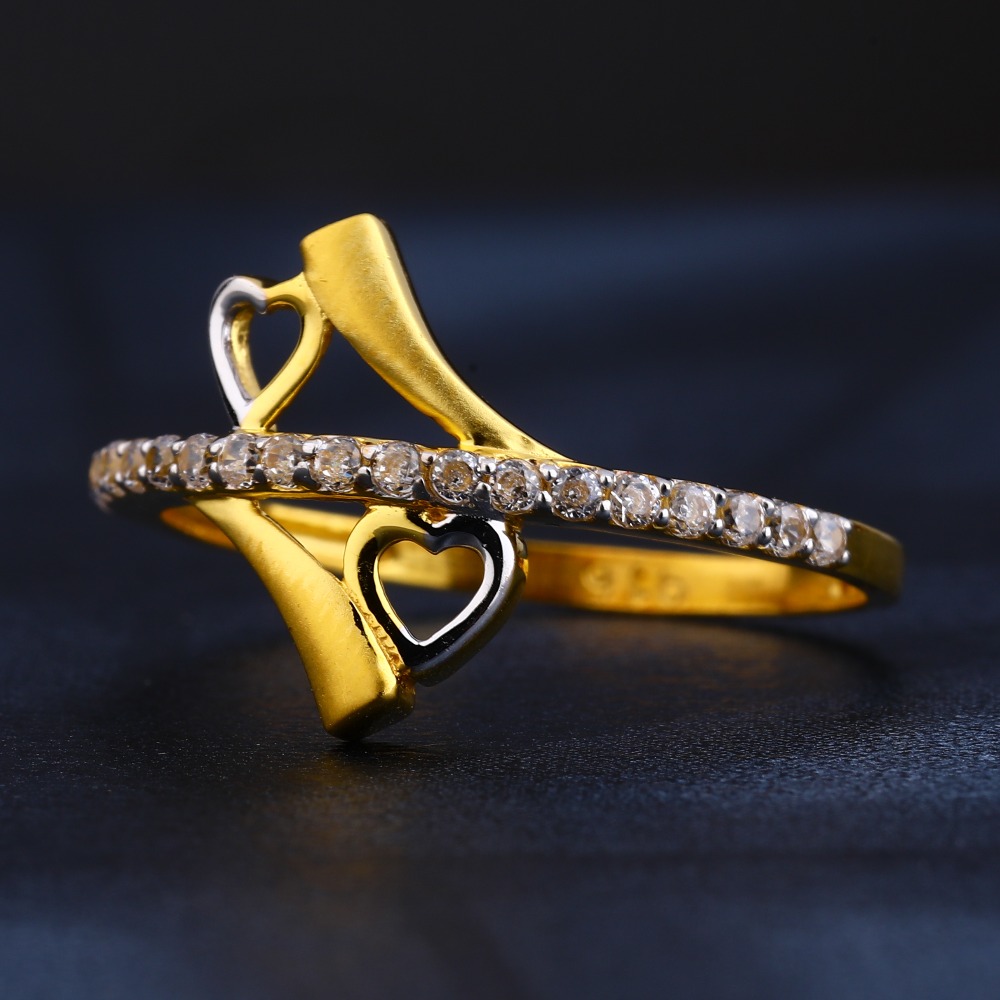 22KT Women's Gold Stylish Hallmark CZ Ring LR848