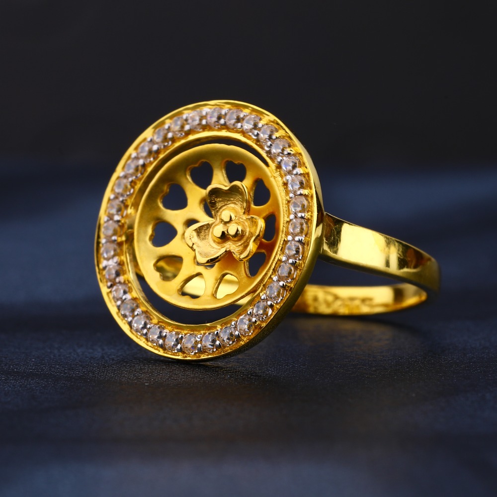 22KT Women's Gold Classic Hallmark CZ Ring LR842