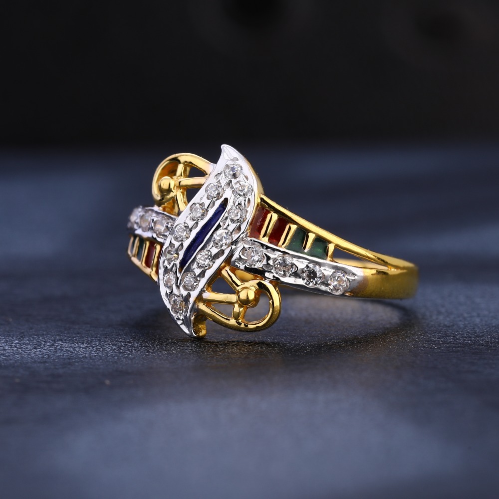 22KT CZ Ladies Designer Gold Ring LR1086