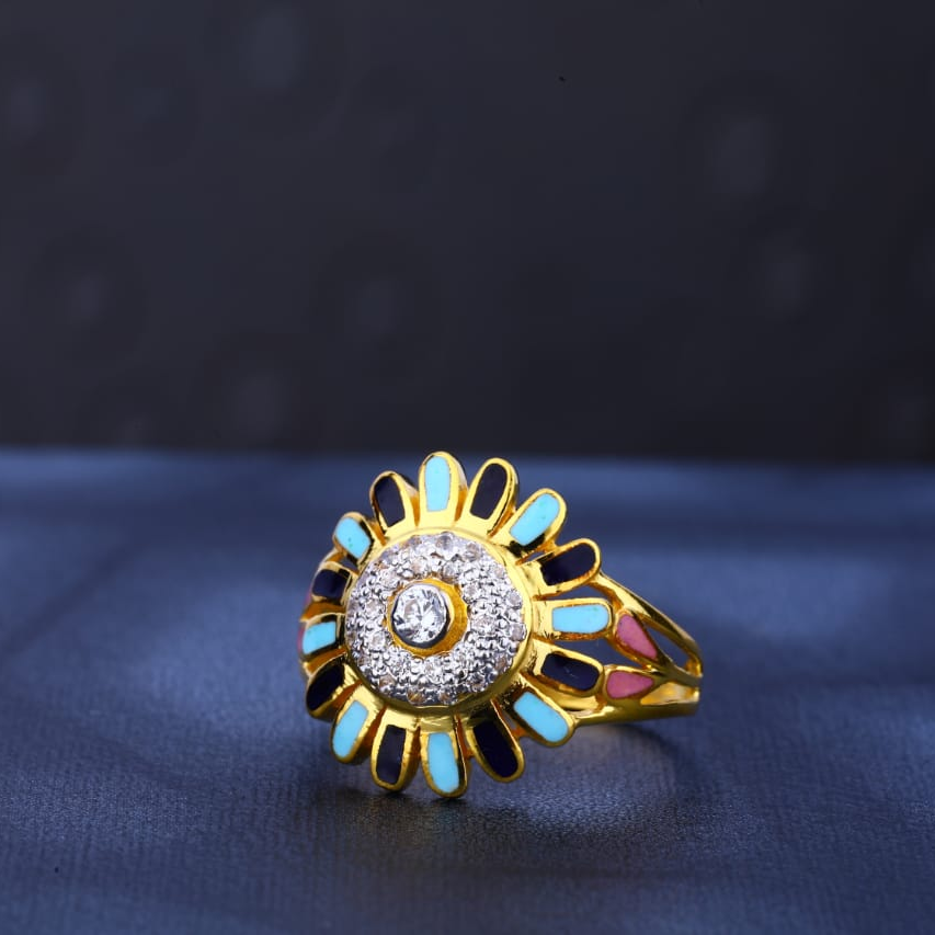 916 Gold CZ Hallmark Designer Ladies Ring LR478