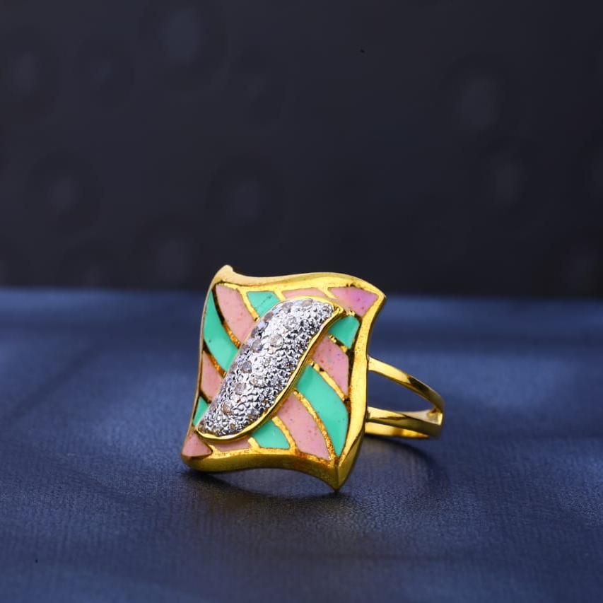 22KT Gold CZ Classic Ladies Ring LR467