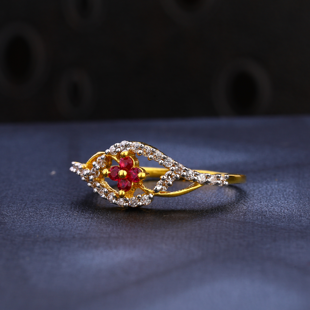 22kt Ladies Gold Delicate Cz Ring LR1582