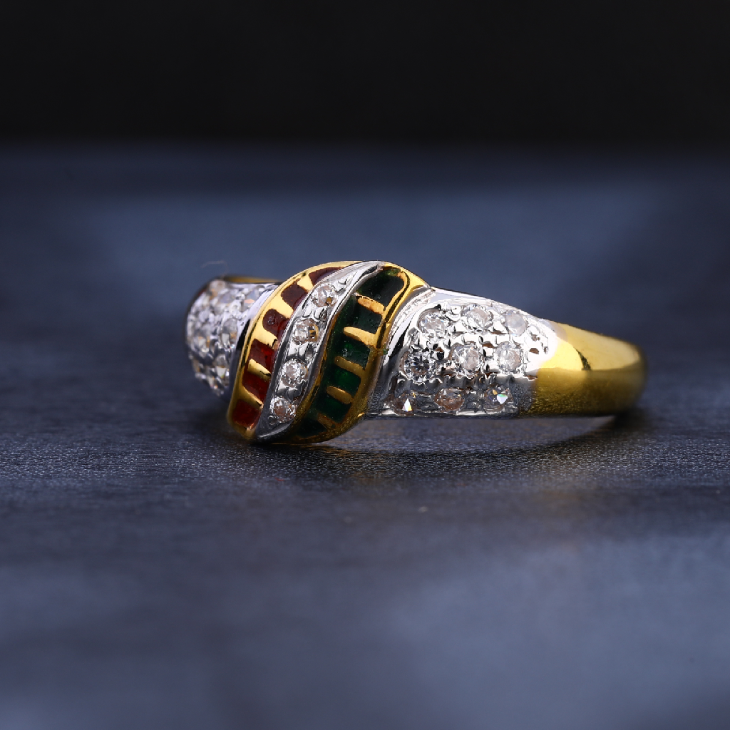 22CT Gold CZ Classic Ladies Ring LR1128