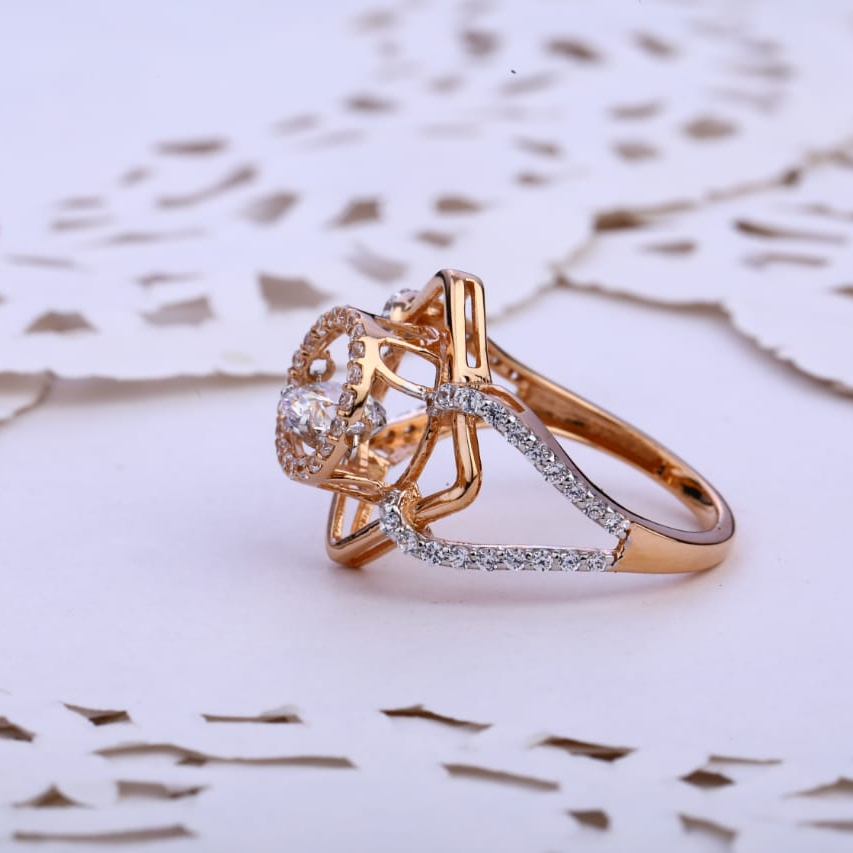 18KT Rose Gold Cz Hallmark Gorgeous Ladies Ring RLR747 - Image 2