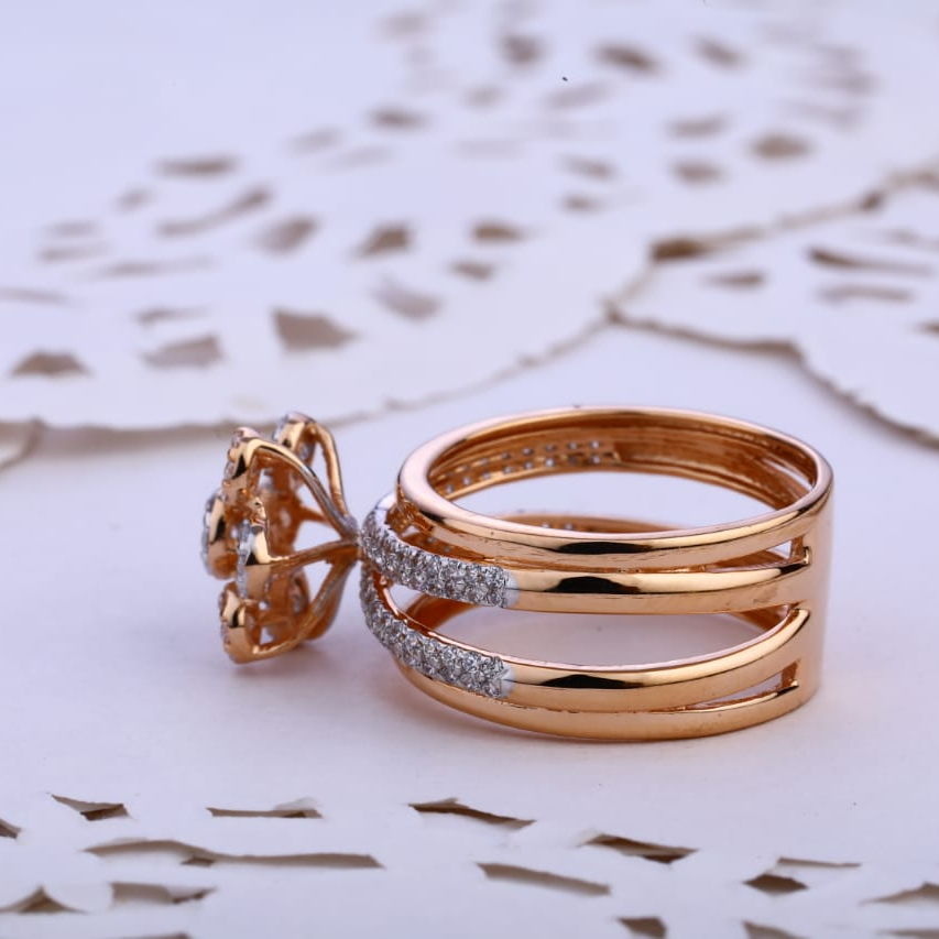18KT Rose Gold Cz Hallmark Fancy Ladies Ring RLR746 - Image 2