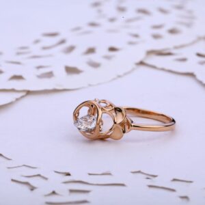 18KT Rose Gold Cz Hallmark Delicate Ladies Ring RLR743