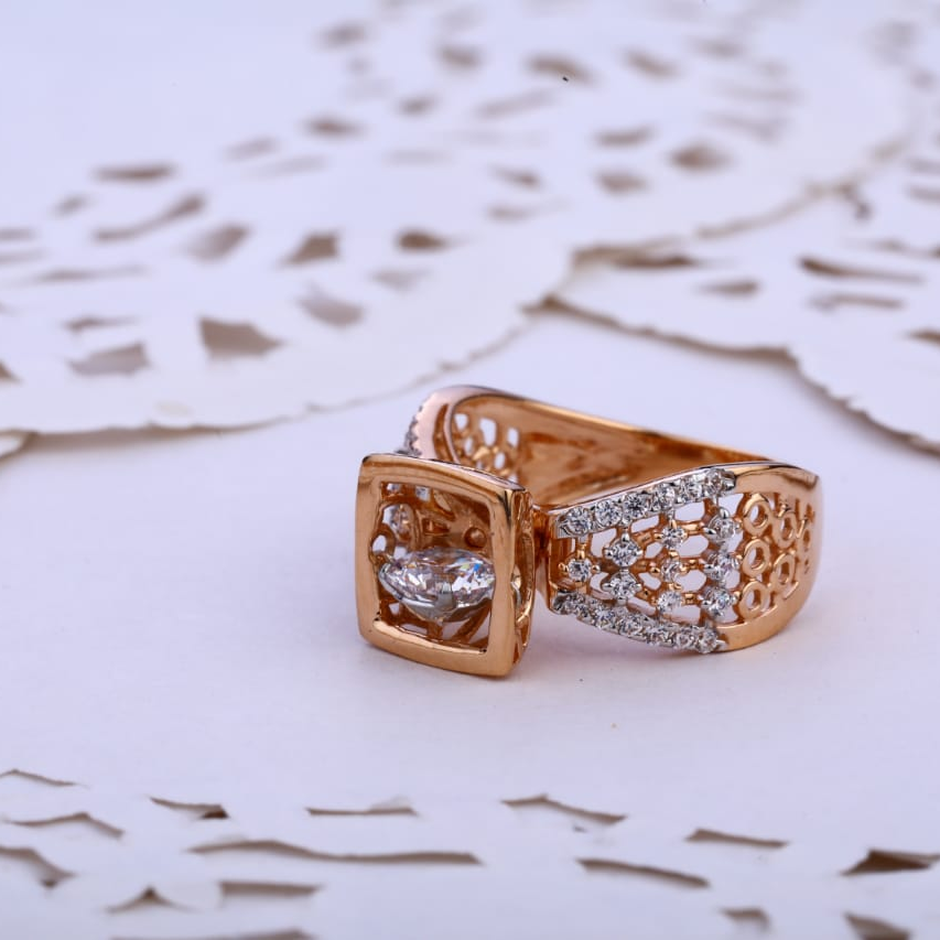 18KT Rose Gold Cz Hallmark Classic Ladies Ring RLR741