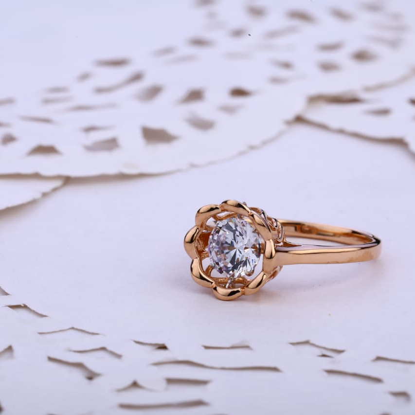 18KT Rose Gold Cz Hallmark Ladies Ring RLR744