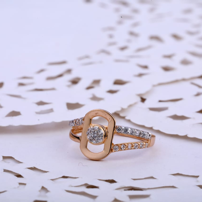 18kt rose gold cz fancy ladies ring RLR805