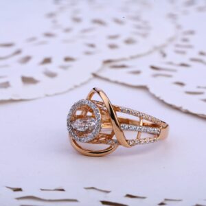 18KT Rose Gold Cz Ladies Ring RLR714