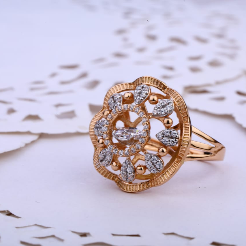 18KT Rose Gold Hallmark Fancy Ladies Ring RLR711