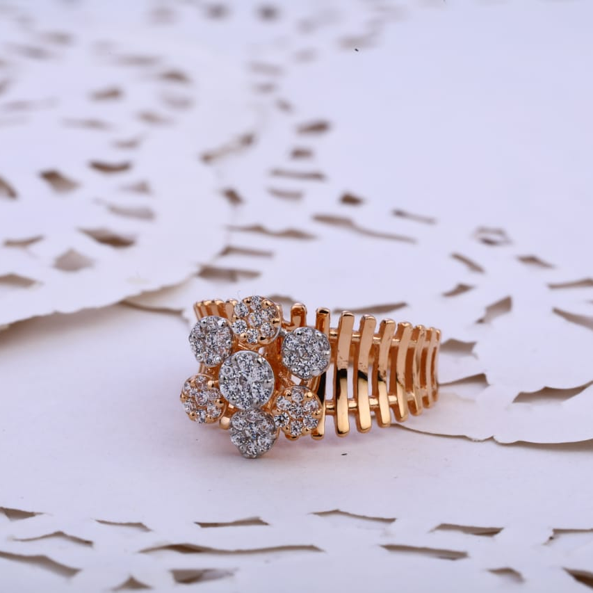 750 Rose Gold Cz Hallmark Stylish Ladies Ring RLR793