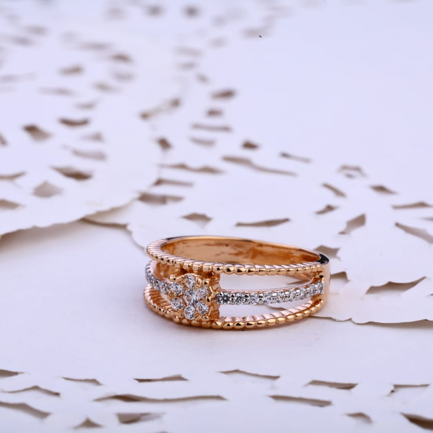 750 Rose Gold Cz Hallmark Gorgeous Ladies Ring RLR794