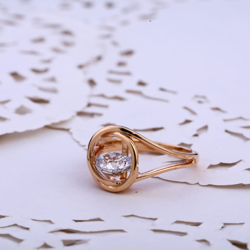 750 Rose Gold Cz Hallmark Designer Ladies Ring RLR797