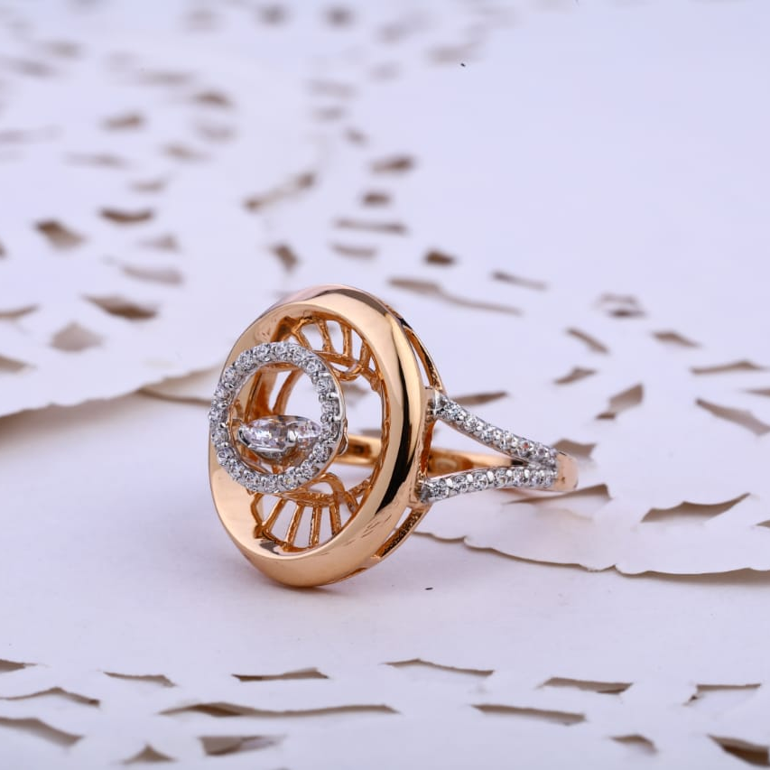 750 Rose Gold Cz Hallmark Classic Ladies Ring RLR798