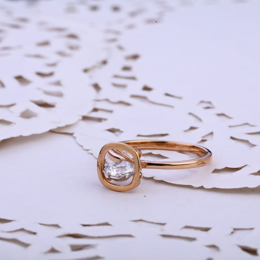 750 Rose Gold Cz Hallmark Ladies Ring RLR799
